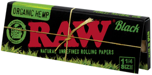 Raw Black Organic Hemp Rolling Papers 1 1/4 Size – 24 Packs Per Box