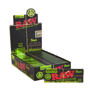 Raw Black Organic Hemp Rolling Papers 1 1/4 Size – 24 Packs Per Box